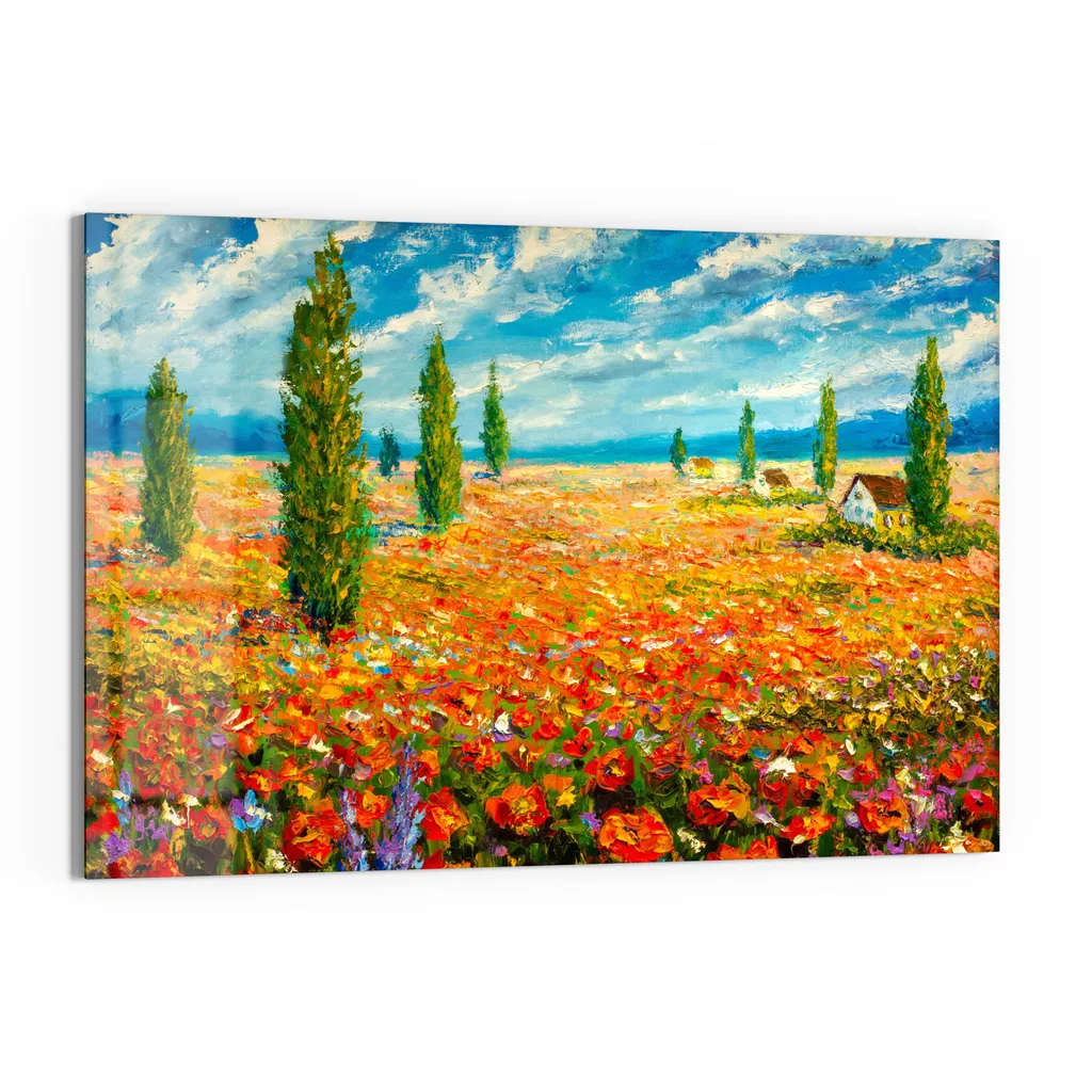 DEQORI Magnettafel Glas 60x40 cm 'Blumenmeer im Monet-Stil' beschreibbar Whiteboard